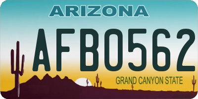 AZ license plate AFB0562