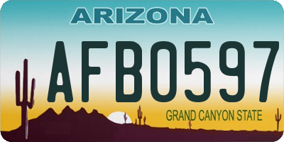 AZ license plate AFB0597
