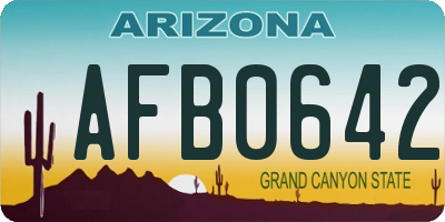 AZ license plate AFB0642