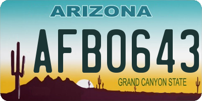 AZ license plate AFB0643