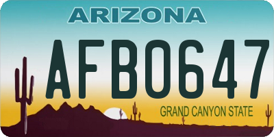 AZ license plate AFB0647