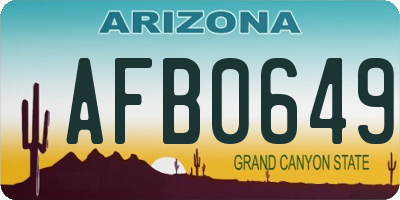 AZ license plate AFB0649