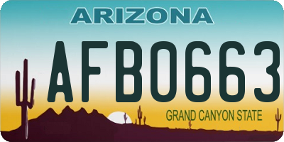 AZ license plate AFB0663