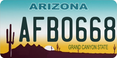 AZ license plate AFB0668