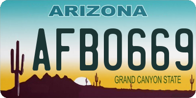 AZ license plate AFB0669