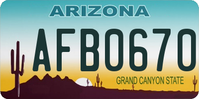 AZ license plate AFB0670