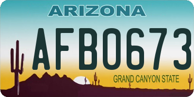 AZ license plate AFB0673