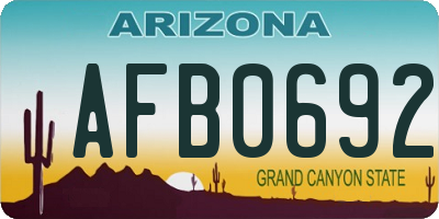 AZ license plate AFB0692