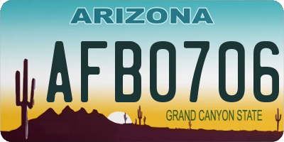 AZ license plate AFB0706