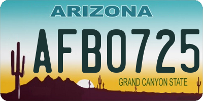 AZ license plate AFB0725