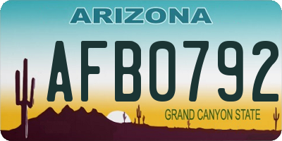 AZ license plate AFB0792