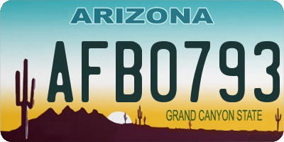 AZ license plate AFB0793