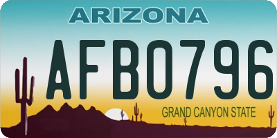 AZ license plate AFB0796