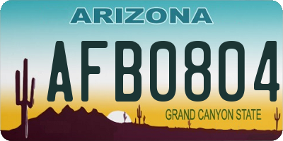 AZ license plate AFB0804