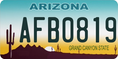 AZ license plate AFB0819
