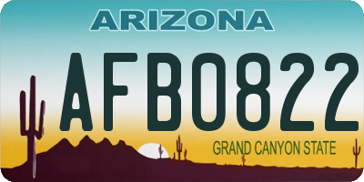 AZ license plate AFB0822