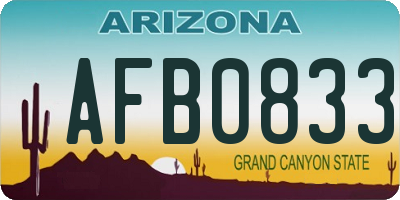AZ license plate AFB0833