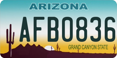 AZ license plate AFB0836
