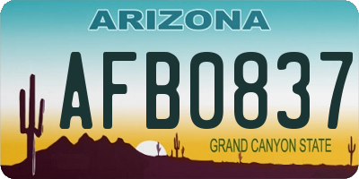 AZ license plate AFB0837