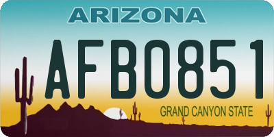 AZ license plate AFB0851