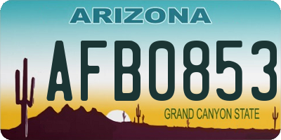 AZ license plate AFB0853