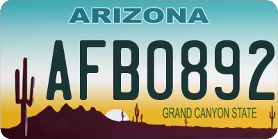 AZ license plate AFB0892
