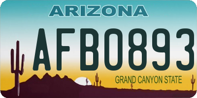 AZ license plate AFB0893