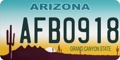 AZ license plate AFB0918