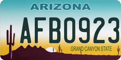 AZ license plate AFB0923