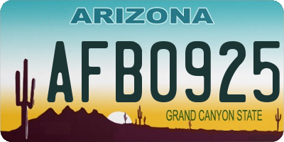 AZ license plate AFB0925