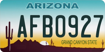 AZ license plate AFB0927
