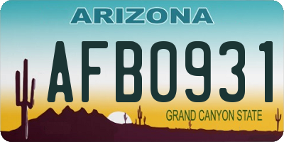 AZ license plate AFB0931