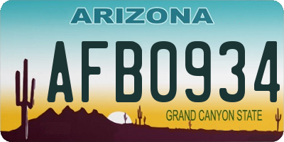 AZ license plate AFB0934