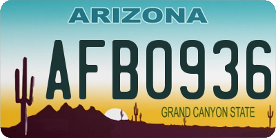 AZ license plate AFB0936