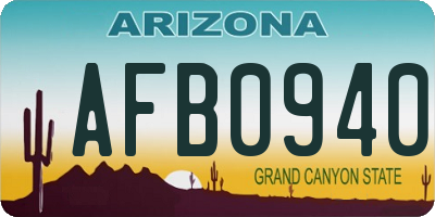 AZ license plate AFB0940