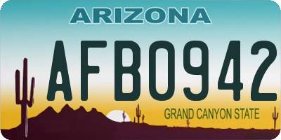 AZ license plate AFB0942