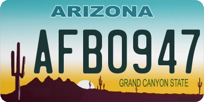 AZ license plate AFB0947