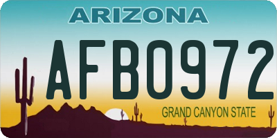 AZ license plate AFB0972