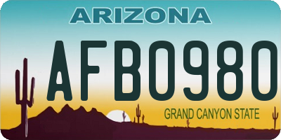 AZ license plate AFB0980
