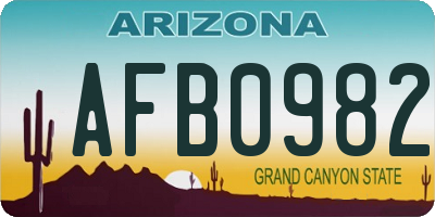 AZ license plate AFB0982