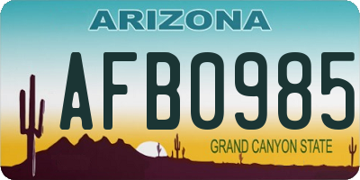 AZ license plate AFB0985