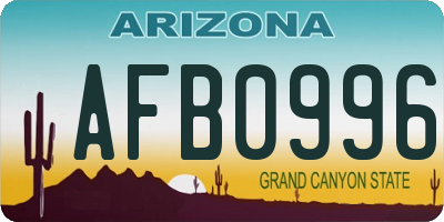 AZ license plate AFB0996