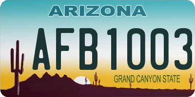 AZ license plate AFB1003