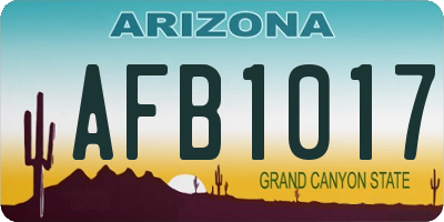 AZ license plate AFB1017