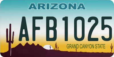 AZ license plate AFB1025