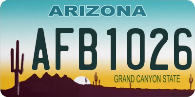 AZ license plate AFB1026