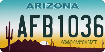AZ license plate AFB1036