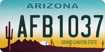 AZ license plate AFB1037