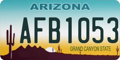 AZ license plate AFB1053