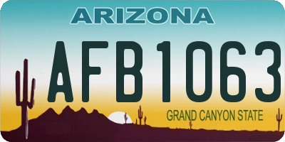 AZ license plate AFB1063